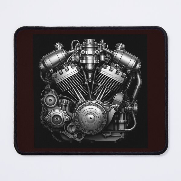 Item preview, Chrome V-Twin Motorcycle Engine Illustration on Black designed and sold by inkoutninja.