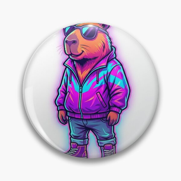 Item preview, Retro 80s Neon Capybara - Synthwave Aesthetic Sticker designed and sold by Capy Vercetti.