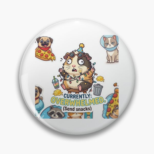 Item preview, Funny Guinea Pig Chaos - Currently Overwhelmed Send Snacks Sticker designed and sold by Vibe Glue.