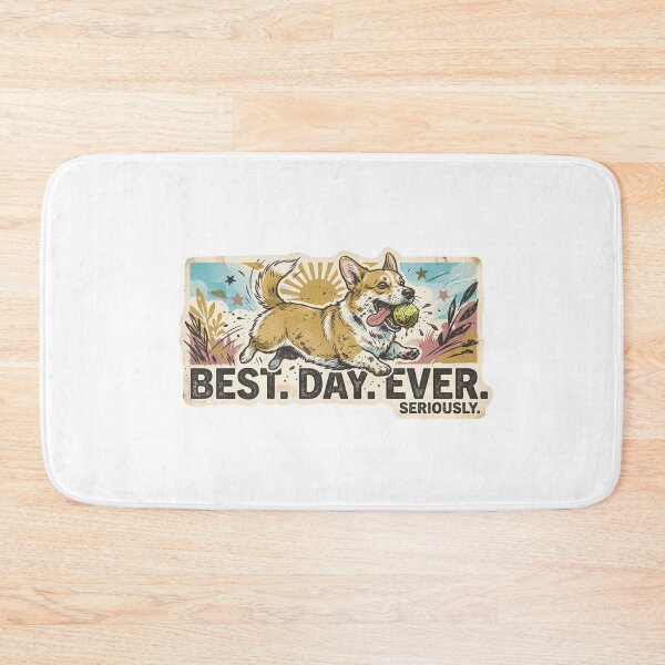 Item preview, Happy Corgi Playing Fetch - Best Day Ever - Vintage Sticker  designed and sold by Mr. Pawsome.