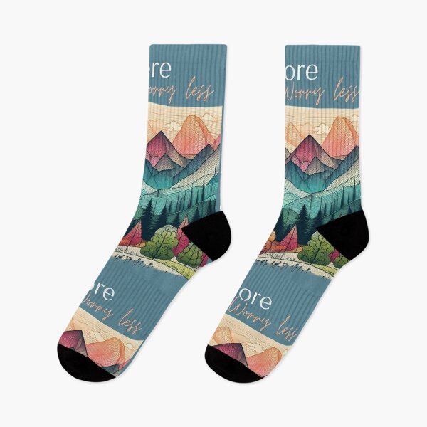 Item preview, Hike more worry less, on dusty blue designed and sold by coloursforkids.