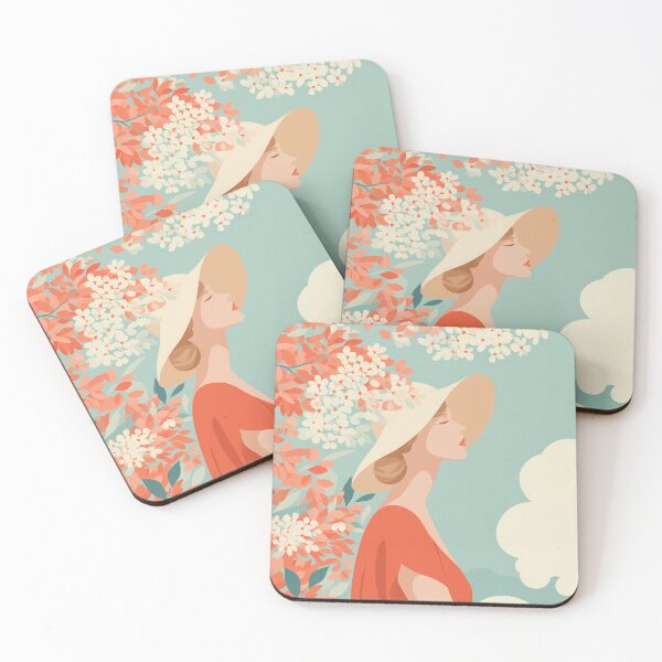 Item preview, Retro Spring Poster – Woman with Blooming Trees Vintage Floral Art designed and sold by BobaBunny76.