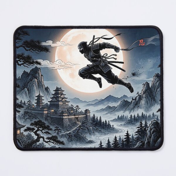 Item preview, Ninjutsu Art - Shinobi – Moody Ninja Japanese Landscape - Sumie Anima designed and sold by CattlettArt.