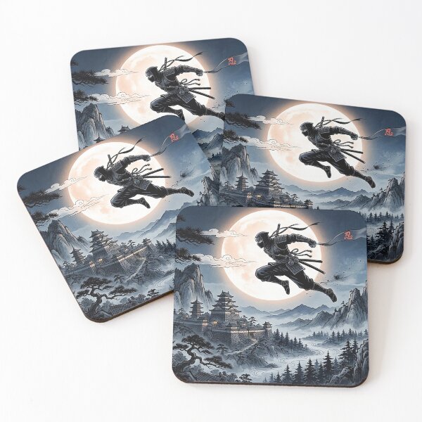 Item preview, Ninjutsu Art - Shinobi – Moody Ninja Japanese Landscape - Sumie Anima designed and sold by CattlettArt.