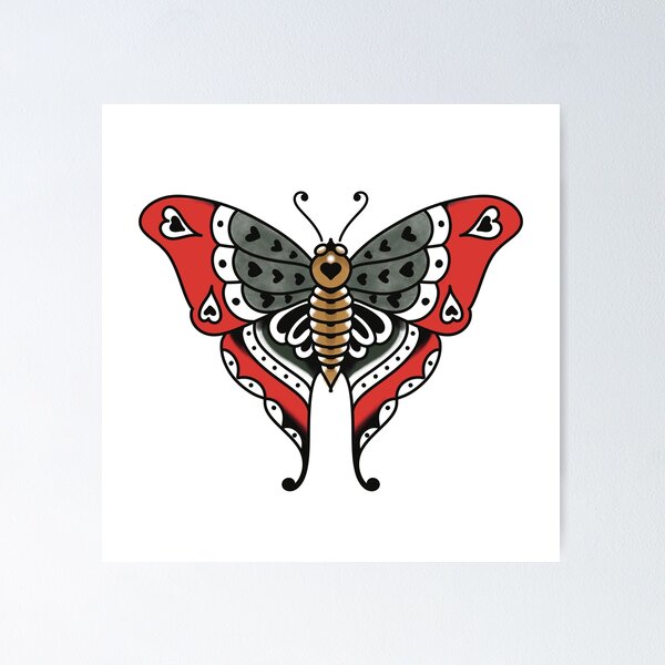 Item preview, old school heart butterfly designed and sold by JohnLunardeli.