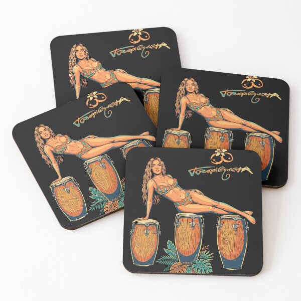 Item preview, Retro Tropical Pop Art Woman on Conga Drums Summer Vibes designed and sold by TopKult.