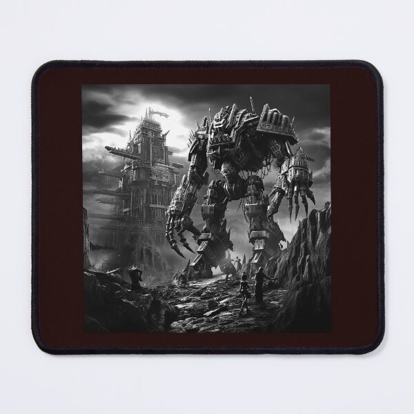 Item preview, Dystopian Mech Walker in Ruined City Illustration designed and sold by inkoutninja.
