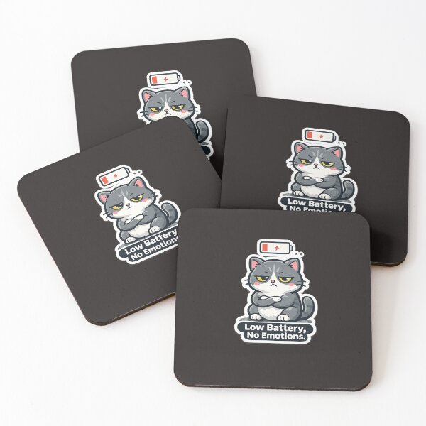 Item preview, Low Battery No Emotions Grumpy Cat Funny Introvert Meme Sticker designed and sold by Artbysarmina.