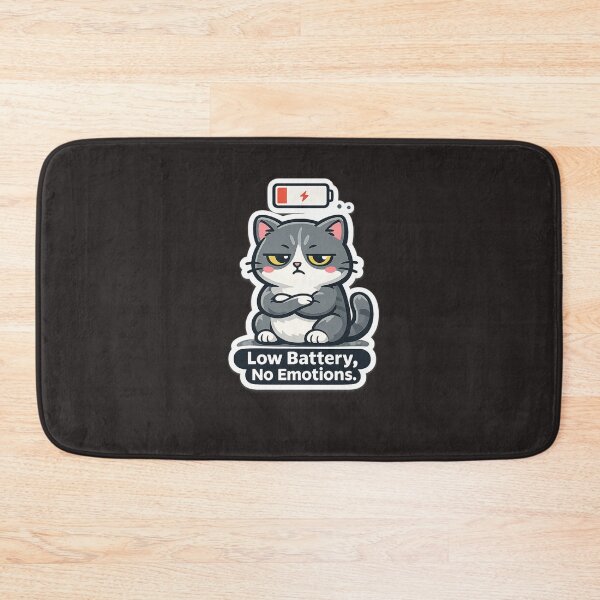 Item preview, Low Battery No Emotions Grumpy Cat Funny Introvert Meme Sticker designed and sold by Artbysarmina.