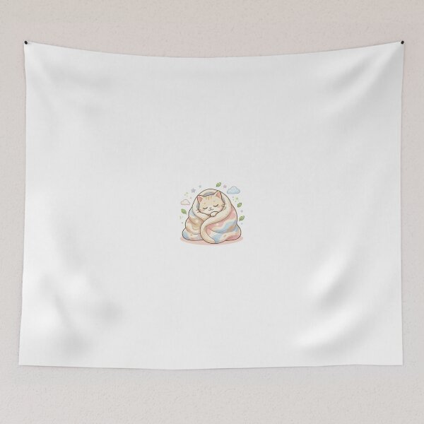 Item preview, Sleepy Cat Wrapped in Blanket Sticker – Cozy Pastel Kawaii Nap Time Illustration designed and sold by wildbest.