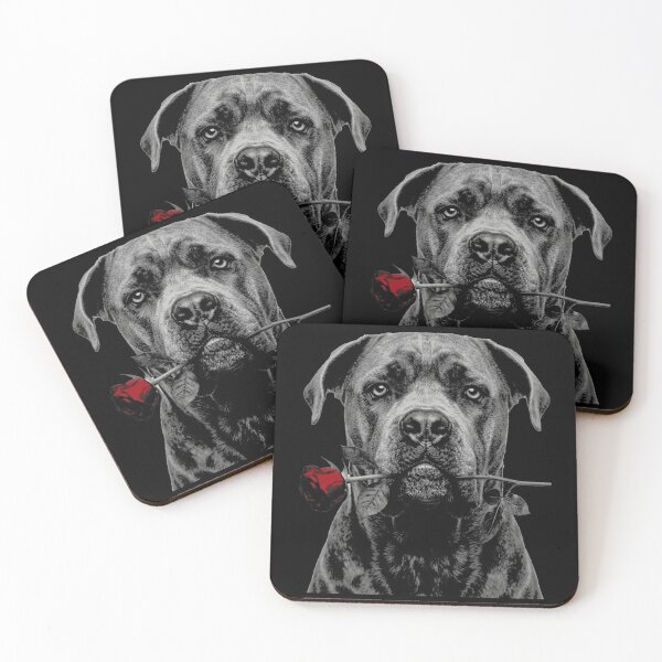 Item preview, Cane Corso Red Rose Vintage Black White Dog designed and sold by FiscalFashions.