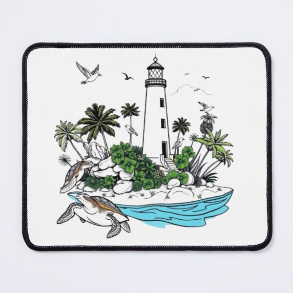 Item preview, Egmont Key Lighthouse Tropical Island Illustration | Florida Coastal Art Print designed and sold by MystiColo.