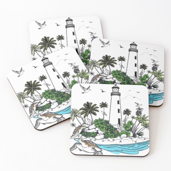 Item preview, Egmont Key Lighthouse Tropical Island Illustration | Florida Coastal Art Print designed and sold by MystiColo.