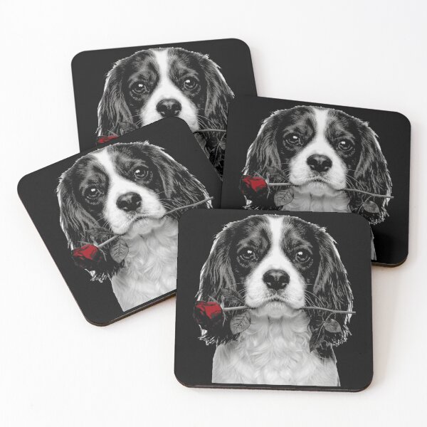 Item preview, Cavalier King Charles Spaniel Red Rose Vintage designed and sold by FiscalFashions.