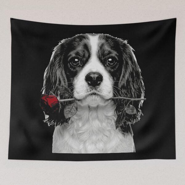 Item preview, Cavalier King Charles Spaniel Red Rose Vintage designed and sold by FiscalFashions.