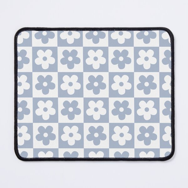 Item preview, Dusty Blue Checkerboard Daisy Pattern, Pastel Blue Retro Flower Checkered, Aesthetic Coastal Blue Floral Grid, Kawaii Blue Floral Tile Pattern, Retro 70s Blue Daisy Checkered designed and sold by VivaFy.