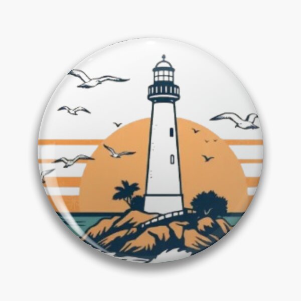 Artikelvorschau, Vintage-Sonnenuntergangs-Abzeichen-Design für Egmont Key | Retro-Leuchtturm-Grafik aus Florida entworfen und verkauft von MystiColo.