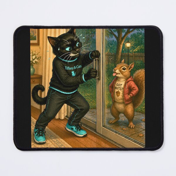Item preview, Indoor Cat Problems – Sassy Squirrel Taunt Funny Cat Illustration designed and sold by AnimalMarvels.