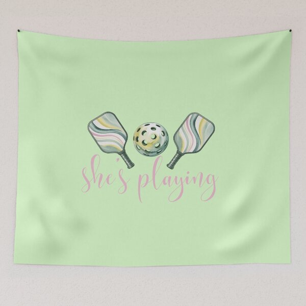 Item preview, She's Playing Watercolor Pickleball Paddle Set Art designed and sold by Wennebabs.
