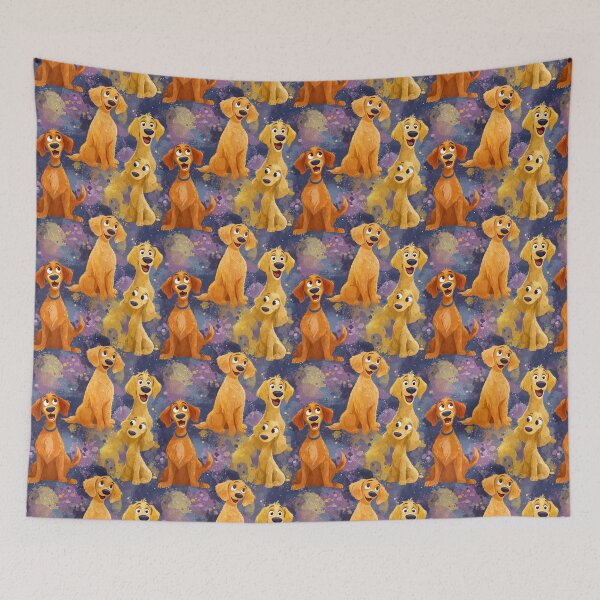 Item preview, Happy Golden Retriever Cartoon Dog Pattern designed and sold by NicolasGlowArt.