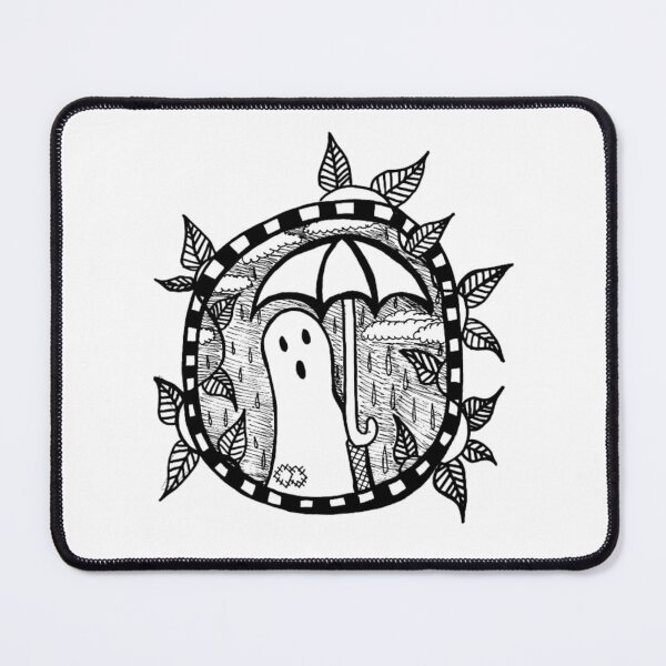 Item preview, Gothic Greyscale Ghost Holding Umbrella In Rain designed and sold by KayTurtless.