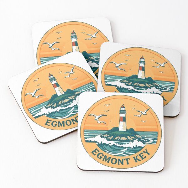 Item preview, Egmont Key Coastal Sunset Circle Illustration | Florida Beach Lighthouse Art designed and sold by MystiColo.