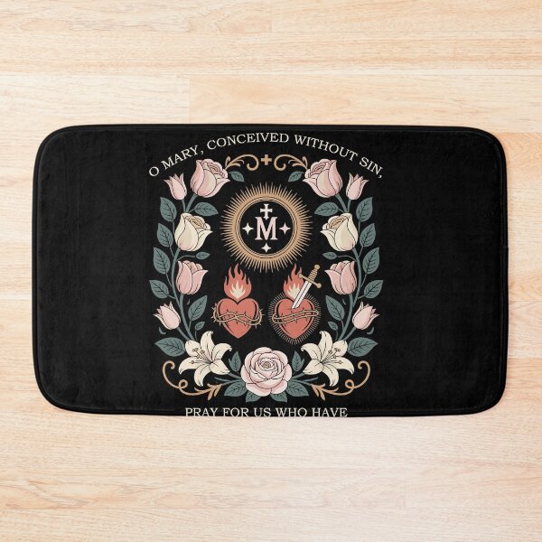 Item preview, Marian Catholic Virgin Mary Marian Floral Cross Religious designed and sold by Dressed For  Duty.