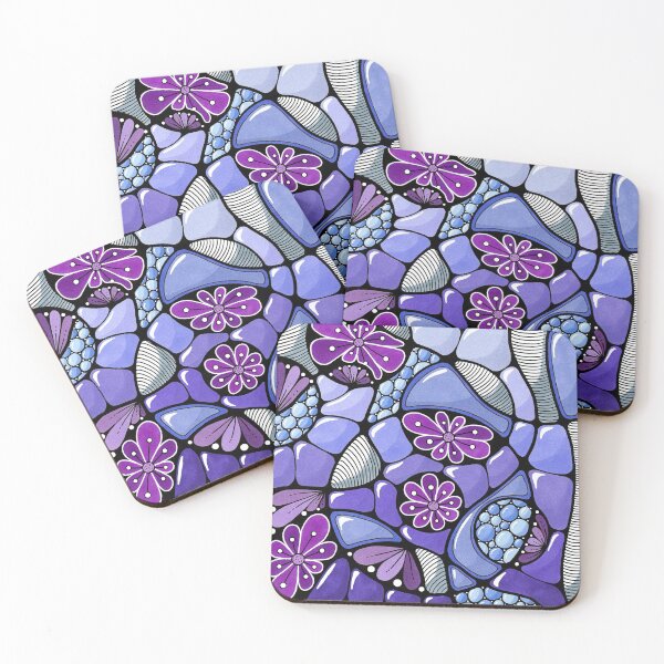 Item preview, Abstract Purple Floral Doodle Mosaic designed and sold by Doodleofnono.