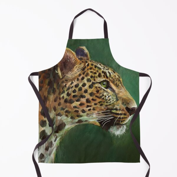 Item preview, Portrait painting side view leopard in natural colors on green background designed and sold by TYA - Take Your Art.