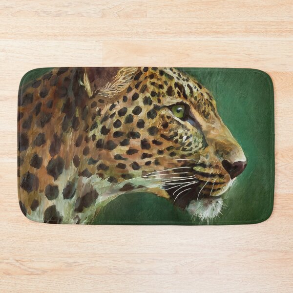 Item preview, Portrait painting side view leopard in natural colors on green background  designed and sold by TYA - Take Your Art.