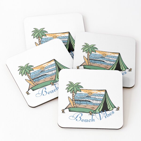 Item preview, Beach Camping Summer Vibes, Retro Surf Tent Ocean View designed and sold by PatiMood.