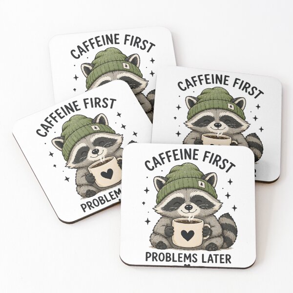Item preview, Caffeine First Problems Later – Cute Raccoon Coffee Design designed and sold by Hischers Solution.