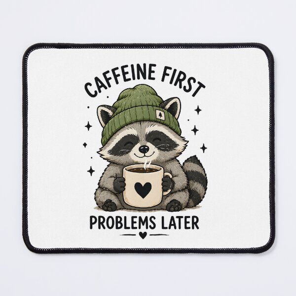 Item preview, Caffeine First Problems Later – Cute Raccoon Coffee Design designed and sold by Hischers Solution.