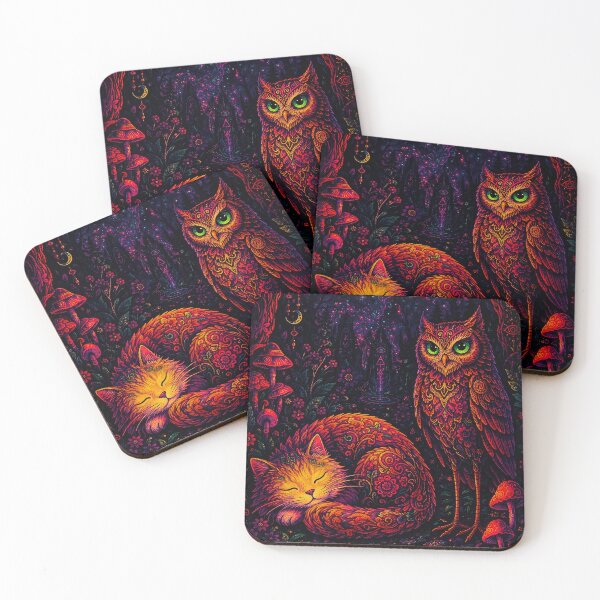 Item preview, Mystic Cat and Owl Art designed and sold by MoonfurStudio.