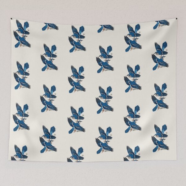 Item preview, Blue Jay Flight Japanese Woodblock Style Bird Art Print Ohara Koson designed and sold by BestVarieties.