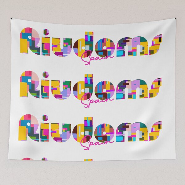 Item preview, Riudoms, Spain, Vibrant Abstract City Typography Art designed and sold by Wanderful-roads.