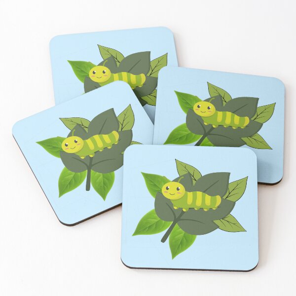 Item preview, Cute Green Caterpillar on Leaf Illustration designed and sold by TracedBySun.