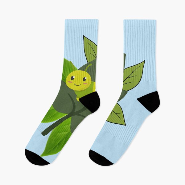 Item preview, Cute Green Caterpillar on Leaf Illustration designed and sold by TracedBySun.