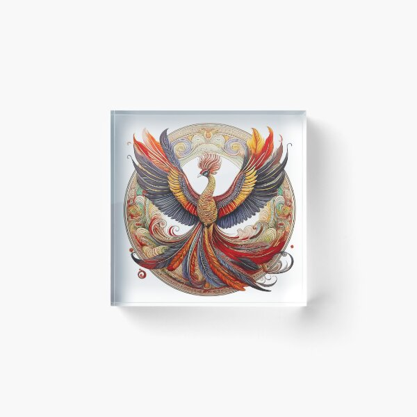 Item preview, “Colorful Phoenix Mandala Boho Folk Illustration” designed and sold by Radhamadhaba Pattachitra Vibes”.