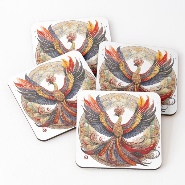 Item preview, “Colorful Phoenix Mandala Boho Folk Illustration” designed and sold by Radhamadhaba Pattachitra Vibes”.