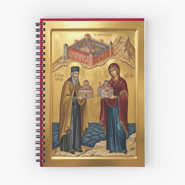 Item preview, Josif of Vatopedski and the Holy Mother of God of Pantanas, orthodox icon designed and sold by ikonesrb.