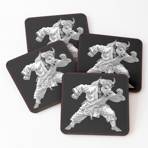 Item preview, Buffalo Martial Artist Illustration on Black designed and sold by inkoutninja.