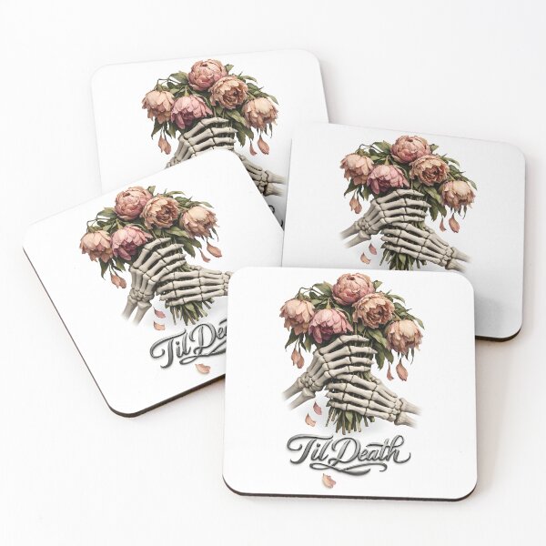 Item preview, Skeletal Embrace: Til Death Wilted Peonies Fine-Line Illustration designed and sold by Studio77-Gothic.