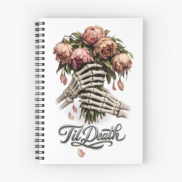 Item preview, Skeletal Embrace: Til Death Wilted Peonies Fine-Line Illustration designed and sold by Studio77-Gothic.