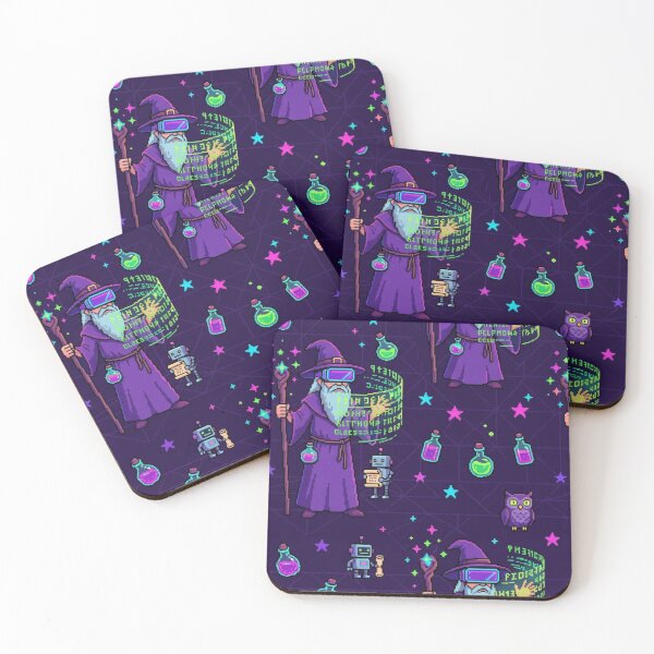 Item preview, 8-Bit Cyber Wizard VR Spells Retro Pixel Art Neon Pattern designed and sold by InnerwayStudio.