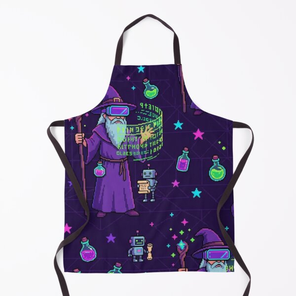 Item preview, 8-Bit Cyber Wizard VR Spells Retro Pixel Art Neon Pattern designed and sold by InnerwayStudio.