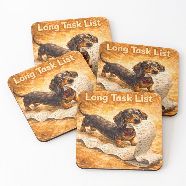 Item preview, Funny Dachshund Long Task List Impasto Art – Cute Sausage Dog Productivity Humor Illustration designed and sold by ChubbyGoong.