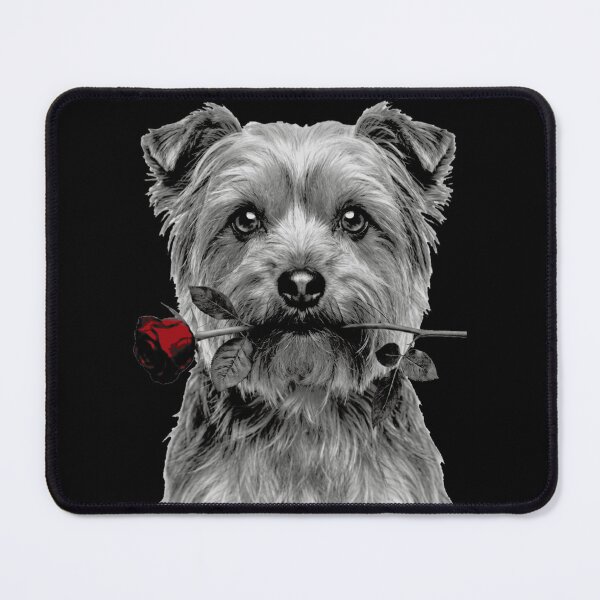 Item preview, Yorkshire Terrier with Rose Black and White designed and sold by FiscalFashions.