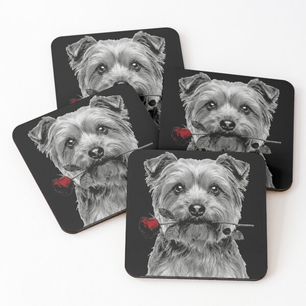 Item preview, Yorkshire Terrier with Rose Black and White designed and sold by FiscalFashions.