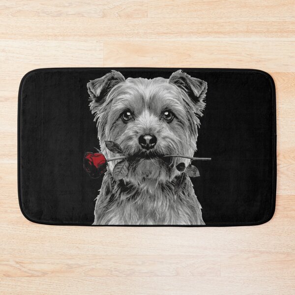Item preview, Yorkshire Terrier with Rose Black and White designed and sold by FiscalFashions.